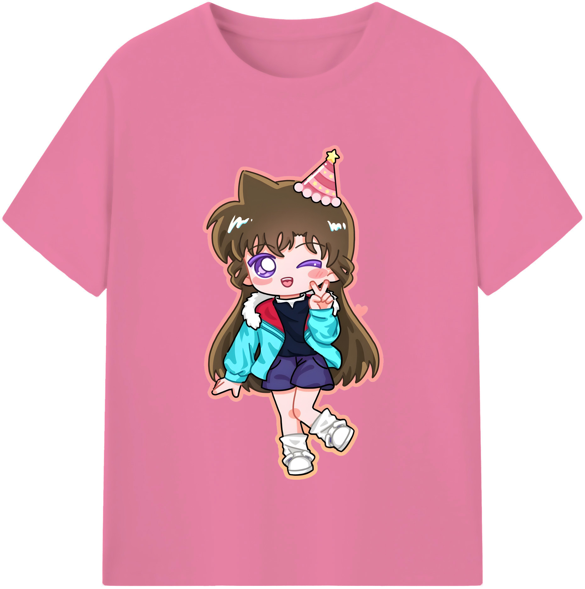 （画像用） 名探偵コナン 毛利 蘭 もうり らん、モーリ ラン Detective Conan Rachel Moore 綿100％半袖Tシャツ（フロントプリント）